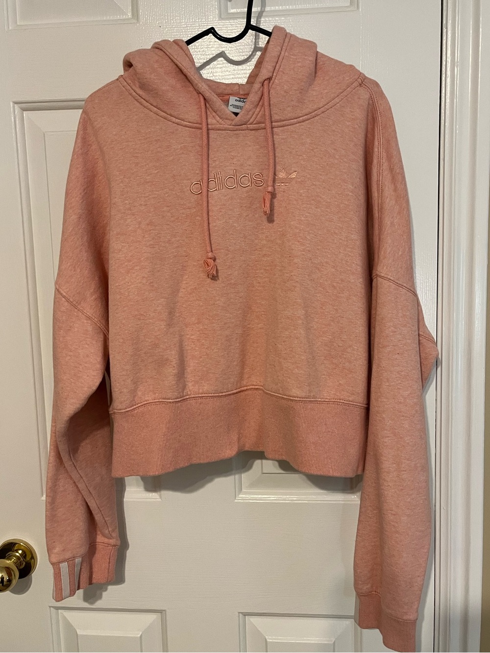 adidas Dusty Pink Cropped Hooded Sweatshirt
